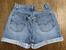 VTG 90s Levis Jean Shorts Womens 5 High Rise Orange Tab Denim Cuffed 954 RARE