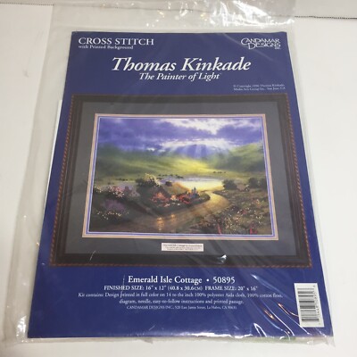 Emerald Isle Cottage Cross Stitch Kit Thomas Kinkade Candamr Designs 16'' x 12''