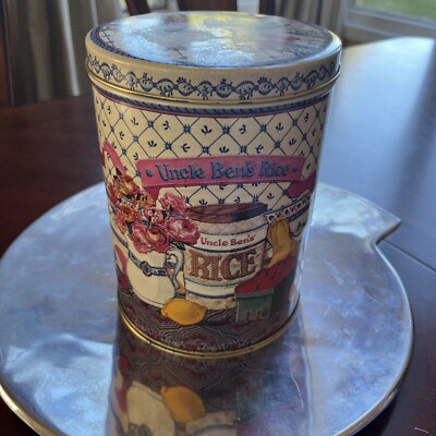 Uncle Ben's Rice Vintage 1987 Tin Jar Container Canister vegetable Decor 7.3''