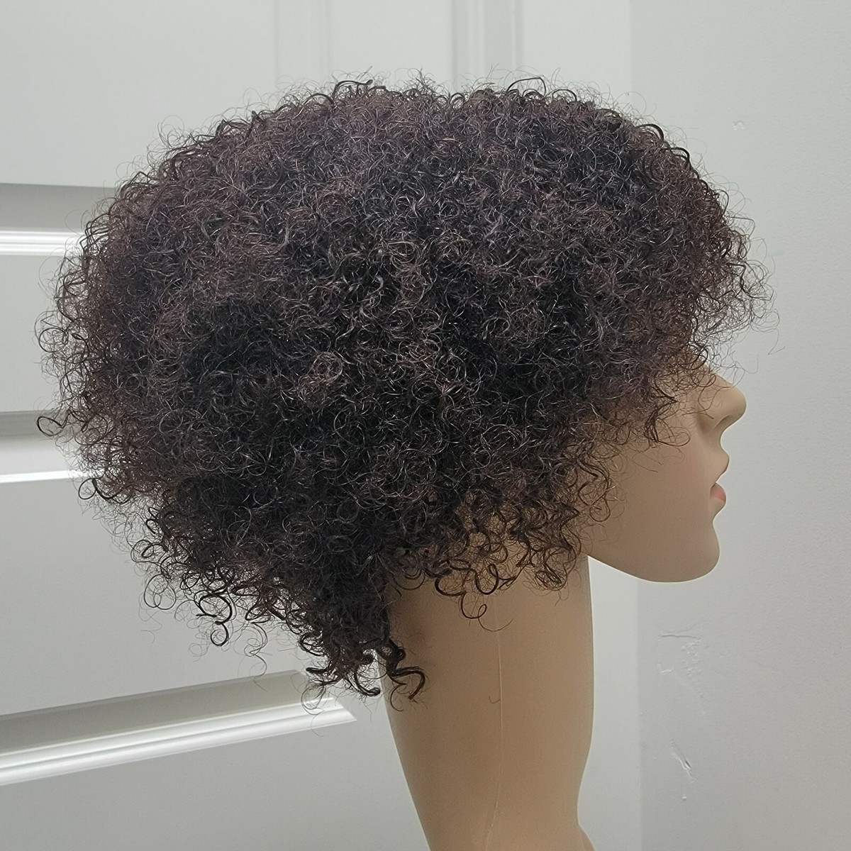 Natural Afro Kinky Curly 100% Virgin Human Hair Classic Cap Wig Women 5\