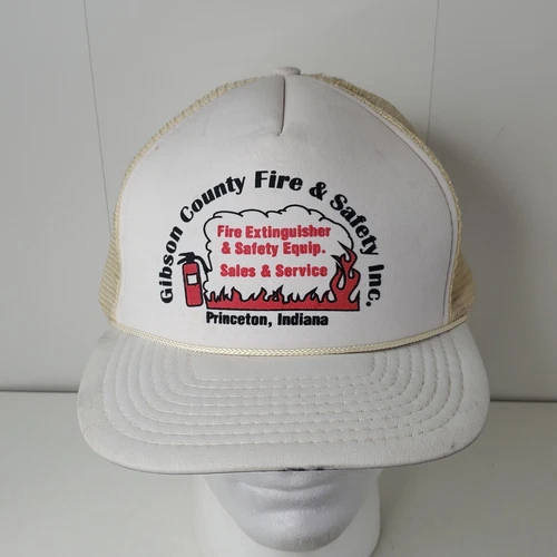 VTG Gibson County Fire Extinguisher Safety Mesh Trucker Hat Cap Princeton IN