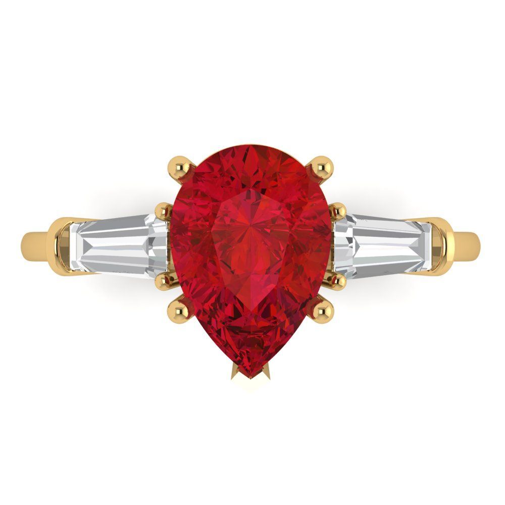 2.5 cttw Pink Tourmaline Three-Stone Engagement Ring for Women - 14K Yellow Gold