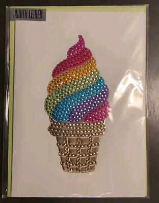 Birthday Card Designed By Judith Lieber Papyrus Rainbow Ice Cream Sparkle Gem