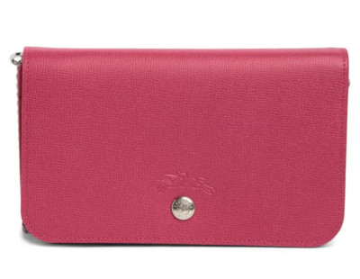 Longchamp Wallet on a Chain Leather Crossbody Clutch ~NWT~ Gift Box RASPBERRY