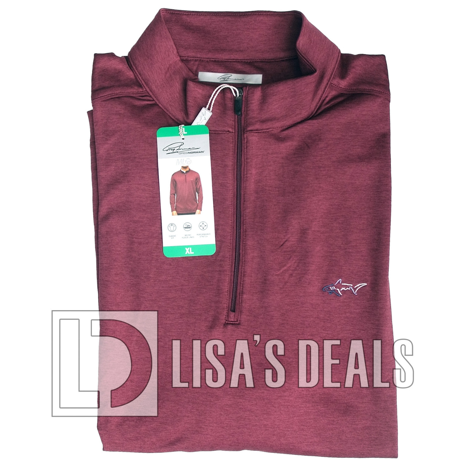 GREG NORMAN ML75 Men's Micro Fleece Lined Quarter Zip Pullover Long
