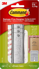 Large Universal Frame Hanger, 3 Picture Hangers with 6 Strips and 6 Frame St... 1.90 per strip