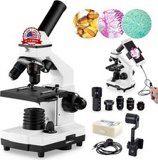 Microscopio con kit de portaobjetos para estudiantes laboratorio escolar en casa