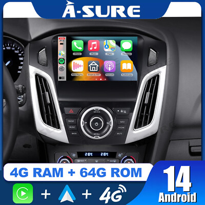 8 Core 4+64G Für Ford Focus MK3 2012-2018 Android 14 Autoradio GPS NAVI CarPlay
