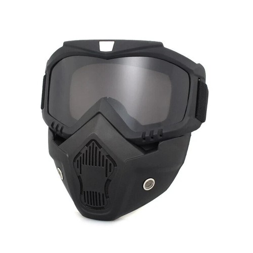 MOTORCYCLE/PAINTBALL/AIRSOFT- DETACHABLE MODULAR FACE MASK. GOGGLES, BLACK - Picture 3 of 24