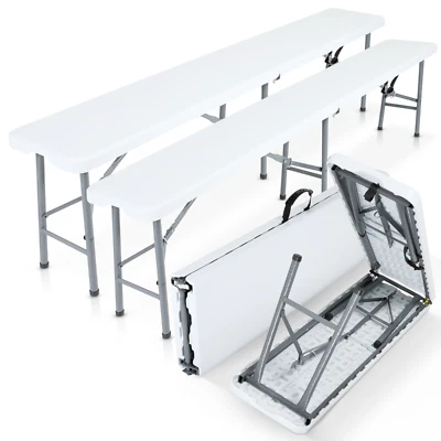 AREBOS 2x Bank klappbar Sitzbank Bierbank Gartenbank Klappbank Campingbank