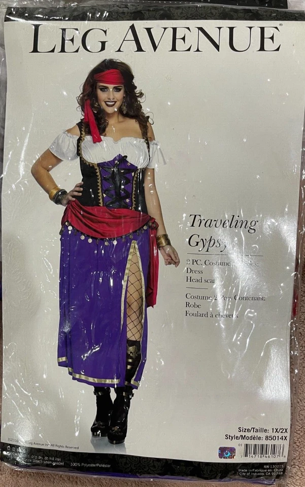 Sexy Disfraz Gitano CON Bufanda en la Cabeza, Talla 1X-2X, TOTALMENTE NUEVO, Leg Avenue Foto 2 de 4
