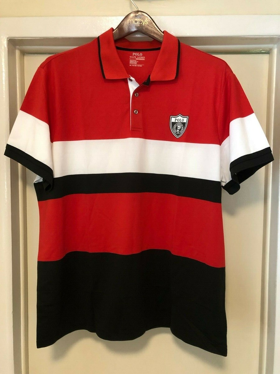 XXL POLO RALPH LAUREN PWING SHIELD PATCH RUGBY RED BLACK