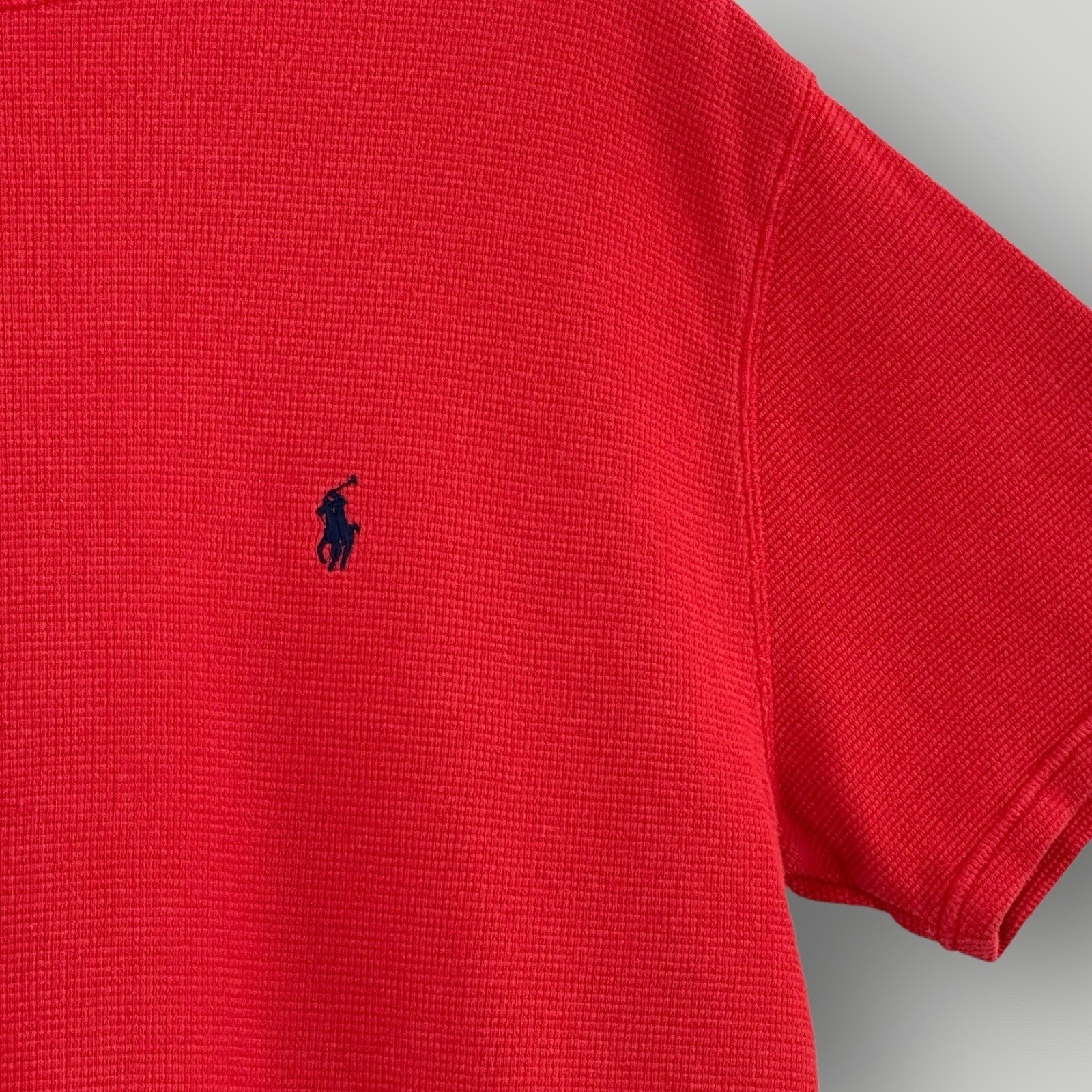 Polo Ralph Lauren T Shirt Uomo L Rossa con Blu Pony Maglia Cotone Termico Corto Slve