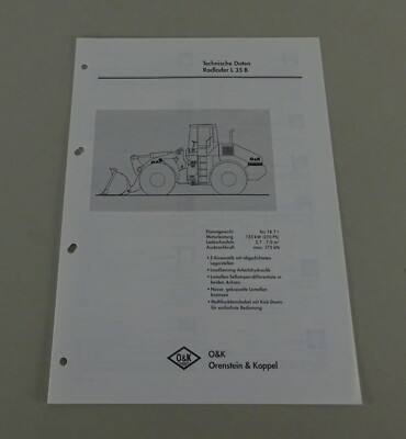 Brochure O&K Wheel Loader L35 B Technical Data Stand 06/1997
