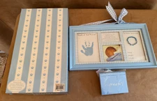 Mudpie Prince Newborn Baby Boy Handprint Frame Set New n box baby shower gift