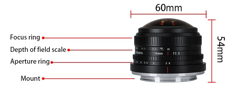 7artisans 2.8/4mm Nero Per Fuji Fx Fisheye Lente (1726937616)