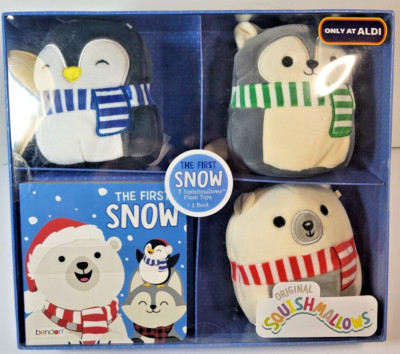 Squishmallow The First Snow Penguin Polar Bear Fox Book Gift Set Aldi Exclusive