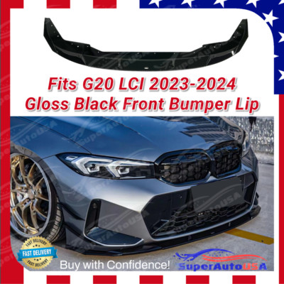 For 2023-2024 BMW G20 3 Series LCI M Sport Gloss Black Front Lip Bumper Splitter