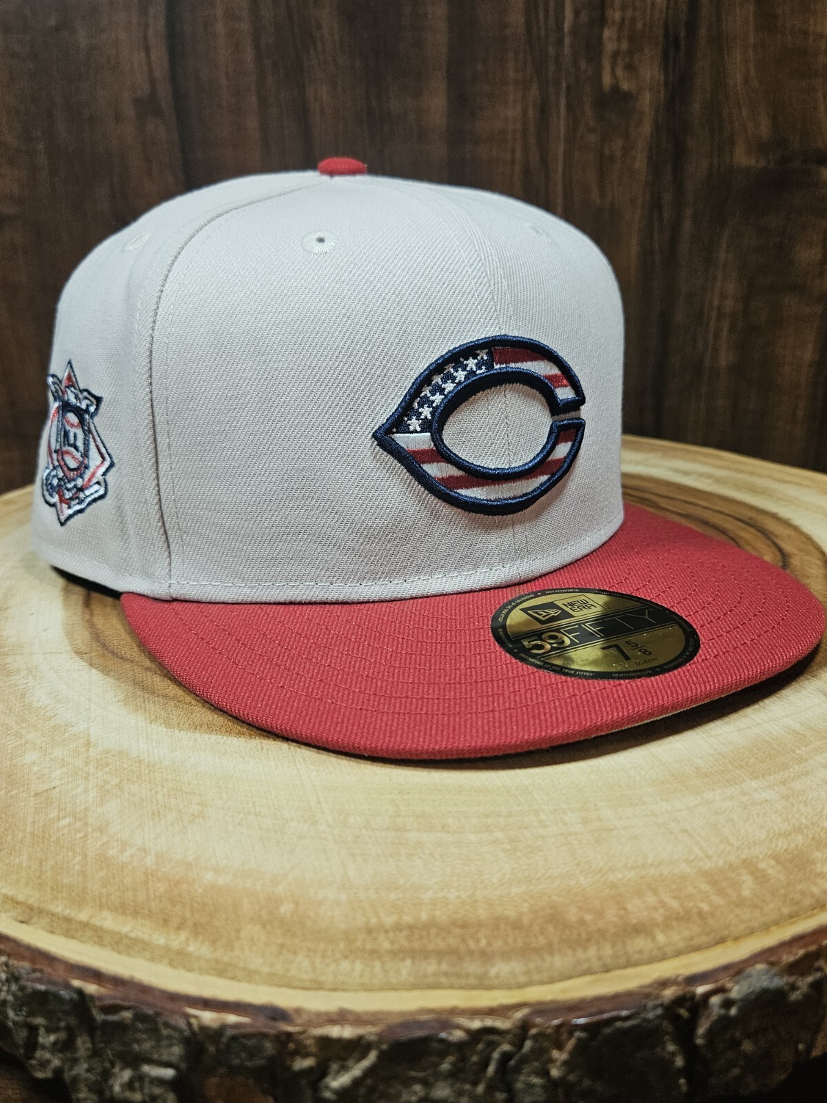Cincinnati Reds New Era 59Fifty Fitted Hat Cap Size 7 5/8 4th Of July MLB USA