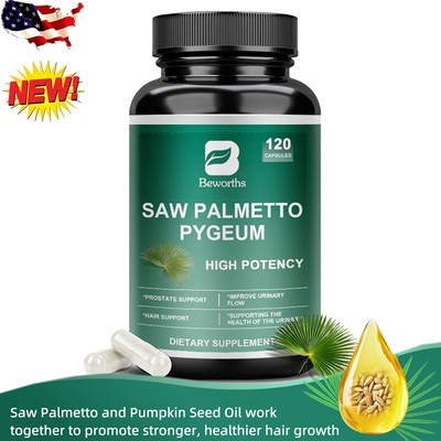Saw Palmetto Extract Capsules Prostate Supplement with Pumpkin Seed Oil for Hair