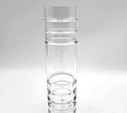 Vintage TIFFANY & CO TRIPLE Ring Cut Crystal Bud Vase Art Deco Art Glass 8"
