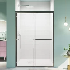 44"-48"W*72" H Semi-Frameless Double Sliding Shower Door, Bypass Shower Door, 1/