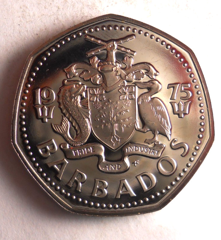 1975 BARBADOS DOLLAR - PROOF - Hard to Find Low Mintage Coin - Lot #J25