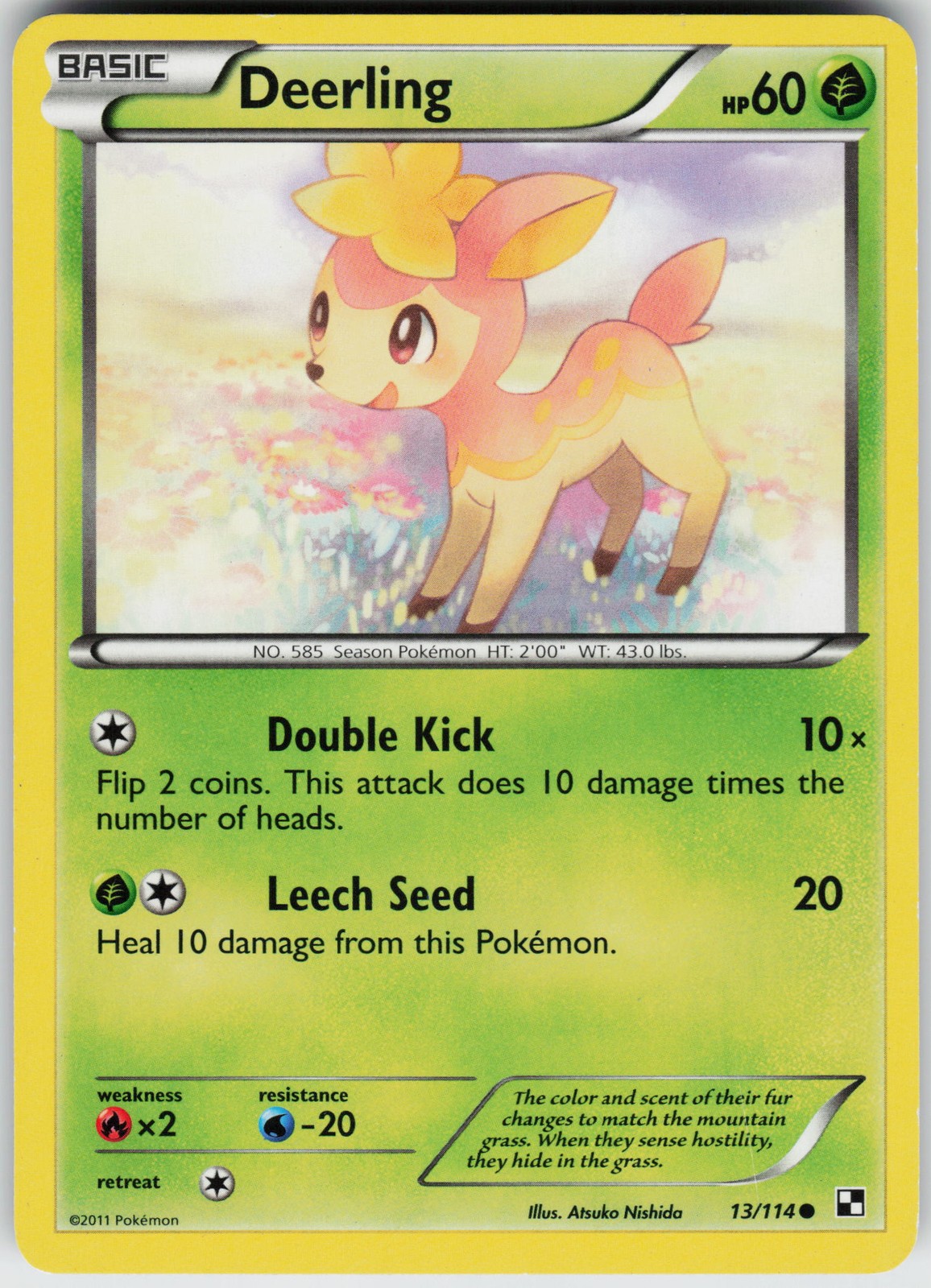 Pokemon Deerling 13/114 Black and White Common card