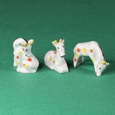 Miniature Giraffe Figurine Set of 3 Ceramic Hand Painted Made in Germany Vintage