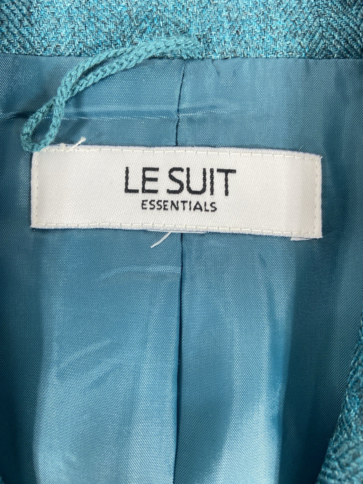 Le Suit 2PC Skirt Suit Women’s 10 Teal Blazer Buttons Long Sleeves Pleated Hem