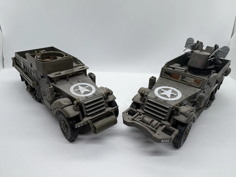 WORKING Raymax 1:32 WWII US Halftracks Lot M3 Troop Carrier & M16 Quad .50 Cal - Image 2 of 4