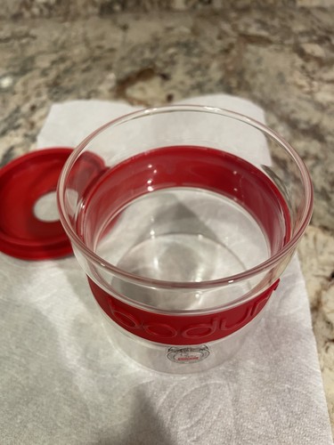 Red Bodum Bistro Burr Grinder Barattolo in Vetro con Manicotto + Coperchio (Serie 10903) - Foto 2 di 4