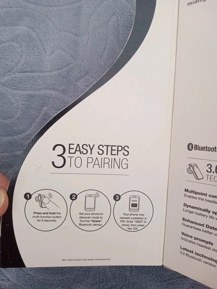 New QuikCell Q9V3.0 Light Small Universal Bluetooth Wireless Headset Q9BLK-3 - Image 2 of 4