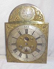 BRASS CLOCK FACE : Richard Midgley Grandfather England circa early 18th century