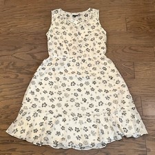 Talbots Floral White/Gray/ Silver Sleeveless Fit and Flare Dress Size 10 NWT