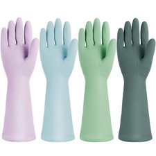 4 Pairs Rubber Kitchen Dishwashing Gloves, Reusable Waterproof Latex Househol...