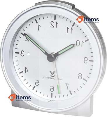 TFA Dostmann Analogue Radio Alarm Clock, Plastic, Silver, 81 x 31 x 84 mm