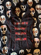 Vintage Tripp Nyc Corset Top Small Black Red Plaid Clasp Halter Y2k Mall Goth Vintage Tripp Nyc Corset Top Small Black Red Plaid Clasp Halter Y2k Mall Goth