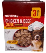 Beefeaters Chicken & Beef Chunks in Gravy Dog Food `1 Pk of 3-3oz Pouches-SHIP24
