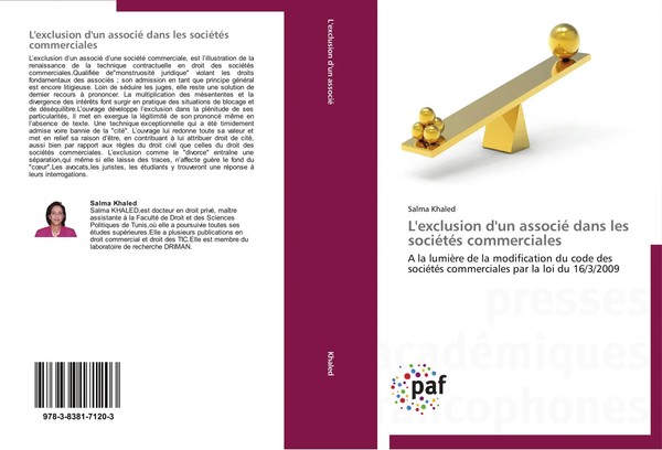 Salma Khaled | L'exclusion D'un Associé Dans Les SociéTéS Commerciales | Buch-image
