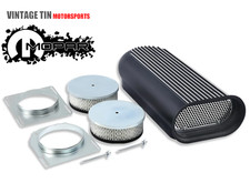 20long Dual 4 Barrel Carb Hillborn Finned Hood Scoop Air Cleaner Black Aluminum