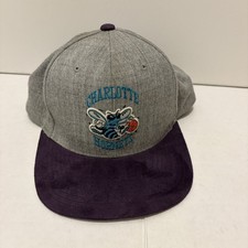 Mitchell & Ness Charlotte Hornets Snapback Hat Cap Gray & Purple 6/15