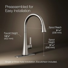 Kohler Guild Pull-Down Kitchen Sink Faucet 3-function Sprayhead Stainless Steel