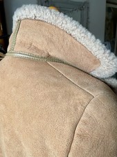 Ladies Sherpa Sheepskin Jacket Vintage 1970s Size Small Uk 10-12