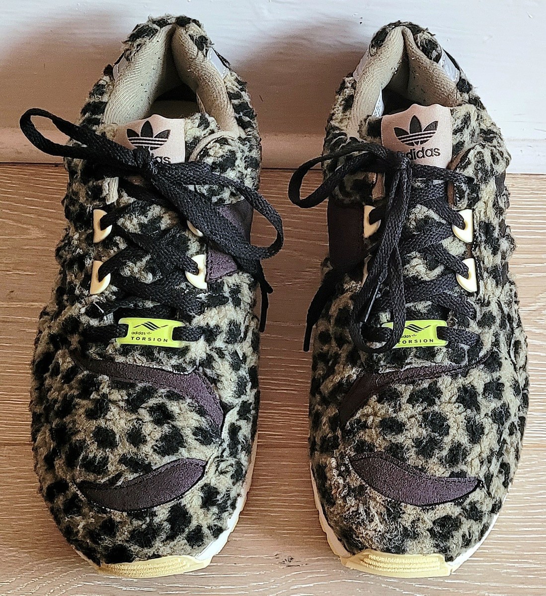 Ladies Adidas Originals ZX 9020 Faux Fur Leopard Print trainers