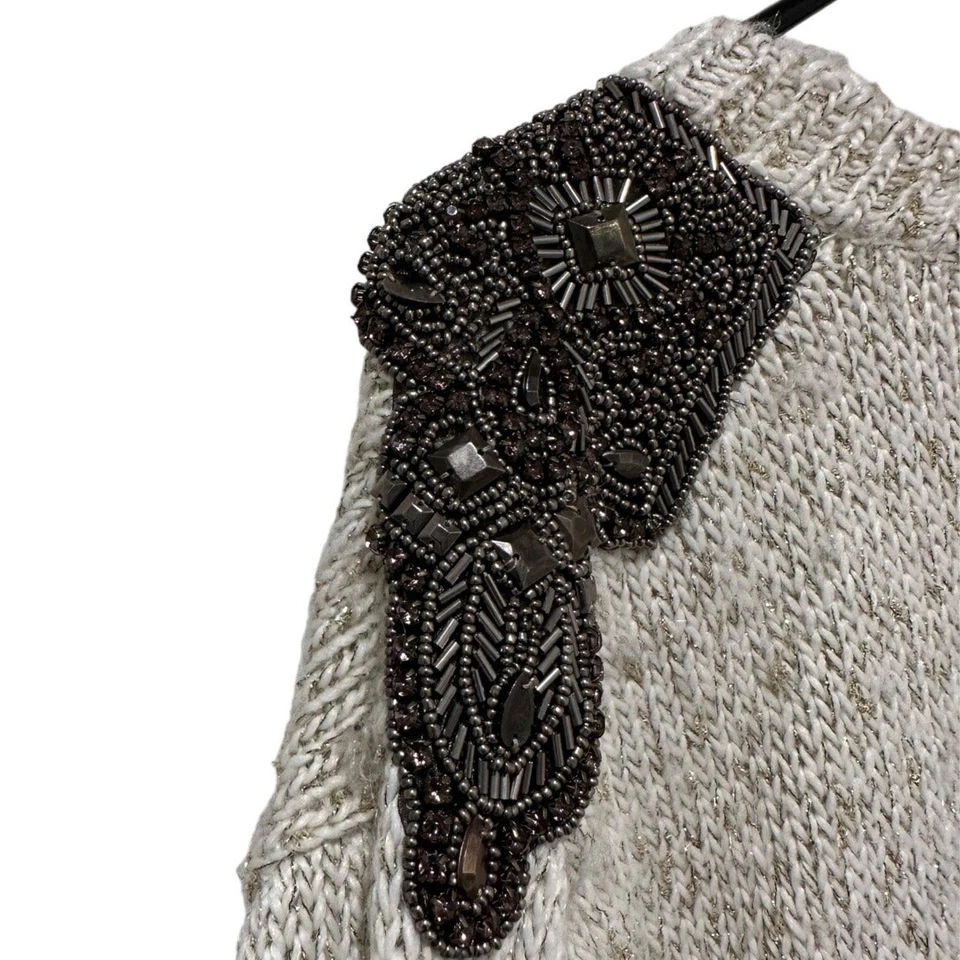 Suéter de Hombro Guess Crema y Metálico Adornado Talla Pequeña Foto 4 de 4