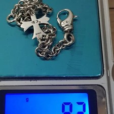 Cross Silver Bracelet with Cross Pendant Vintage Style Unisex