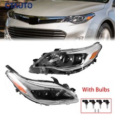 Headlights w/ Bulbs For 2013-2015 Toyota Avalon Left & Right Side Halogen Black