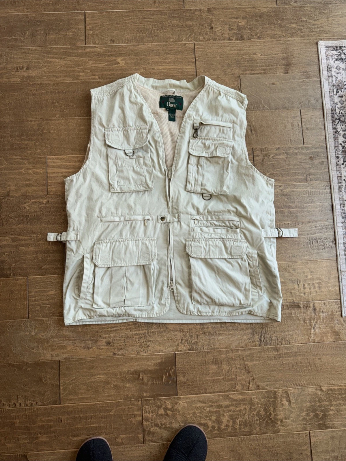 VTG ORVIS FLY FISHING Vest Jacket Pockets size XL Hunting Khaki Safari