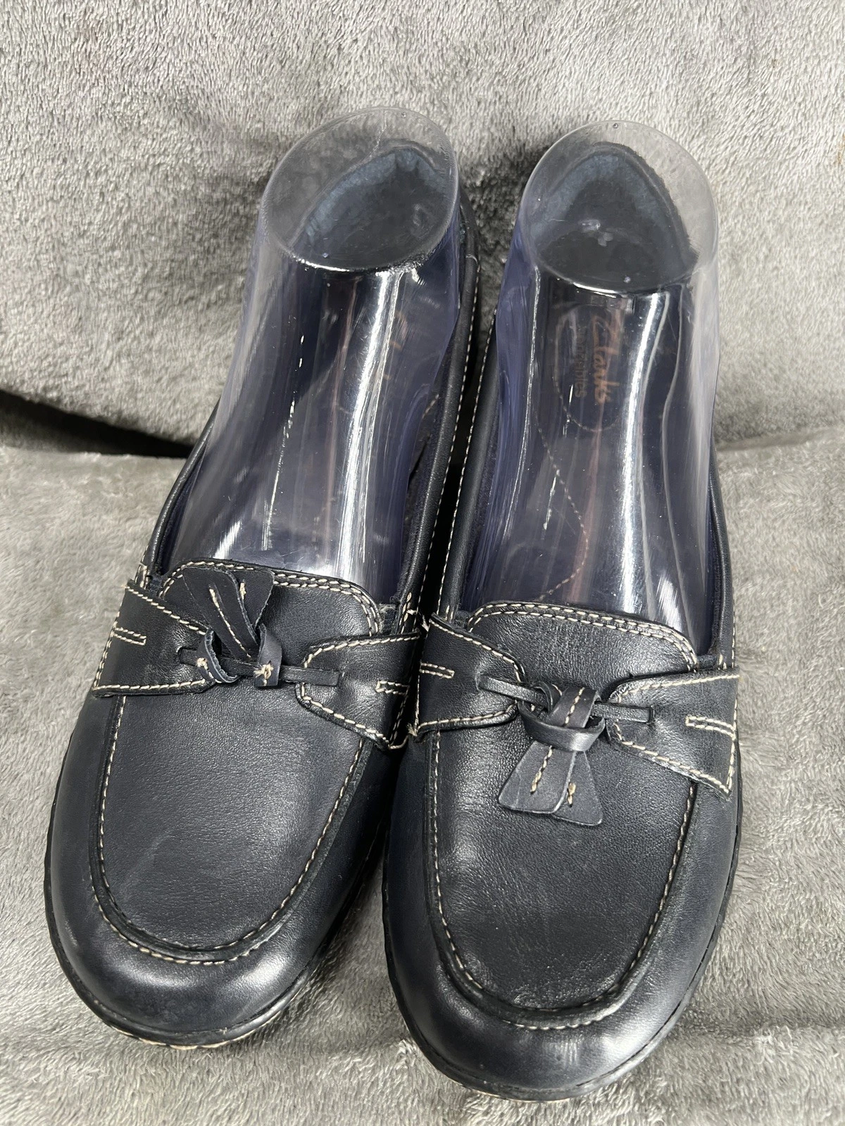 Mocassini Clarks Ashland Bubble donna 9 N Preppy blu navy scarpe slip on in pelle